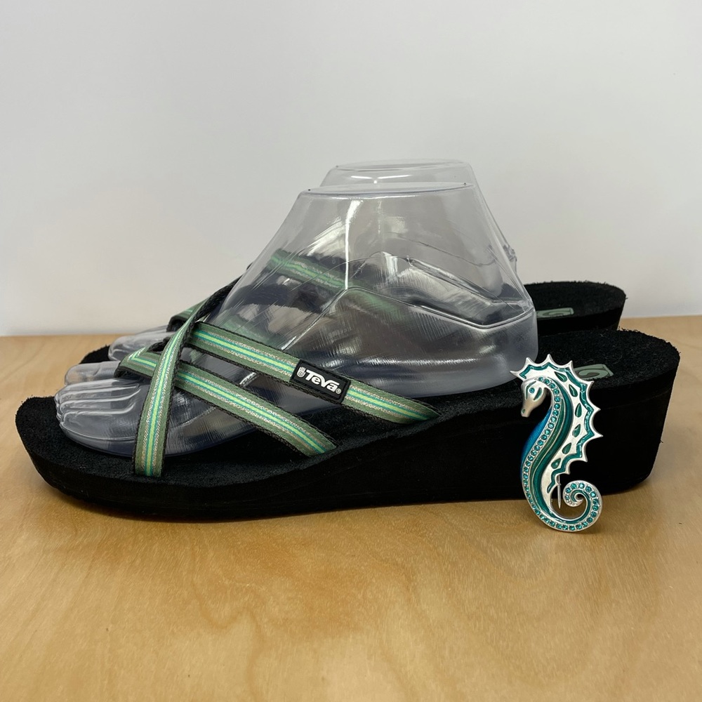 Teva Mandalyn Wedge Ola Flip Flop Green Size 12